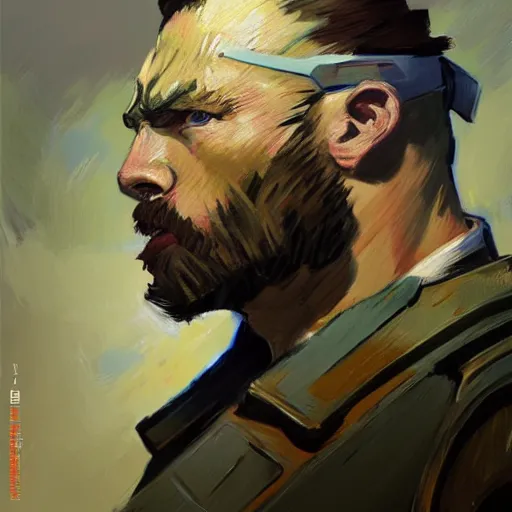 Image similar to greg manchess portrait painting of armored van gogh as overwatch character, medium shot, asymmetrical, profile picture, organic painting, sunny day, matte painting, bold shapes, hard edges, street art, trending on artstation, by huang guangjian, gil elvgren, ruan jia, randy vargas, greg rutkowski