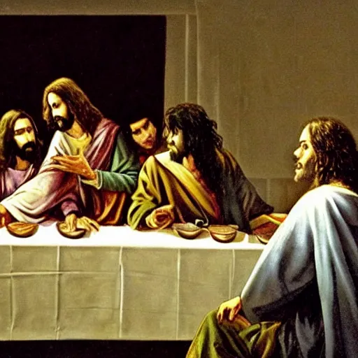 Image similar to michael jackson as jesus christ at the last supper