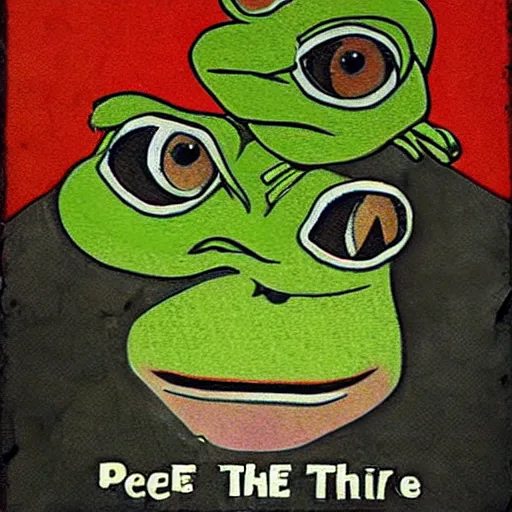 Image similar to pepe the frog, realistic old photograph