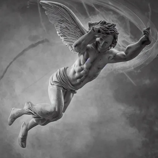 angel fighting demon statue