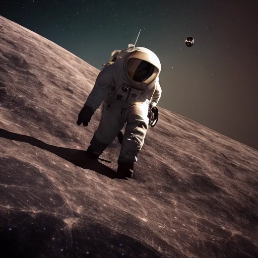 Image similar to apollo 8 earthrise cowboy in space, octane render, blender render, unreal engine, 3 5 mm