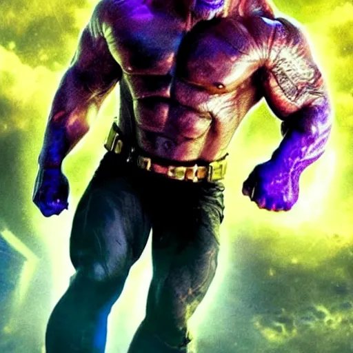 Prompt: Dwayne Johnson as Thanos