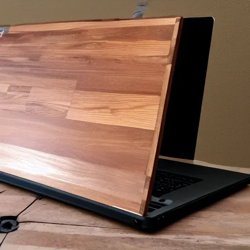 Prompt: a wood masterpiece laptop