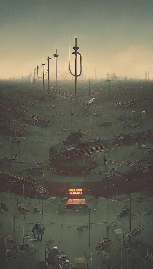 Image similar to techno artwork, by simon stalenhag