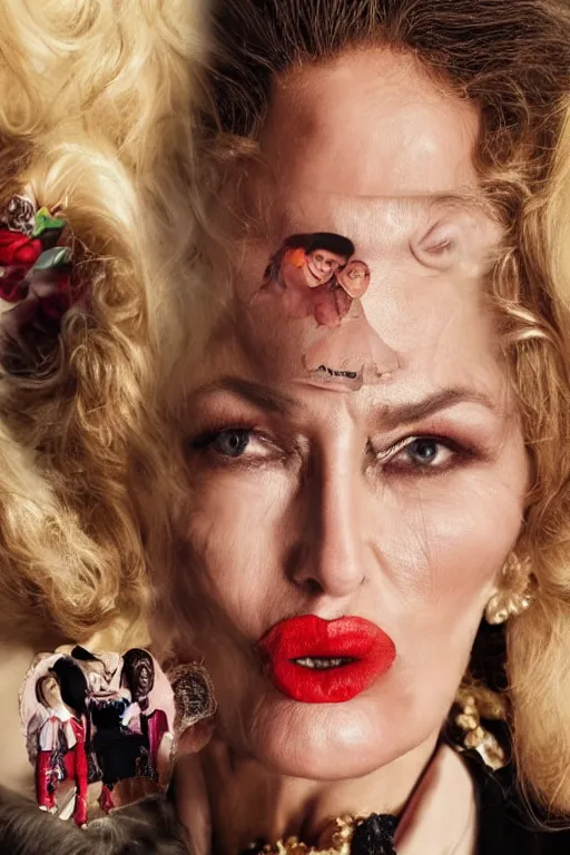 Image similar to dolce & gabbana campaign featuring donald trump as a cowgirl, long eyeslashes, huge juicy lips, big seductive eyes, unprocessed colors, # nofilter, shot by annie leibovitz, realistic vfx simulation