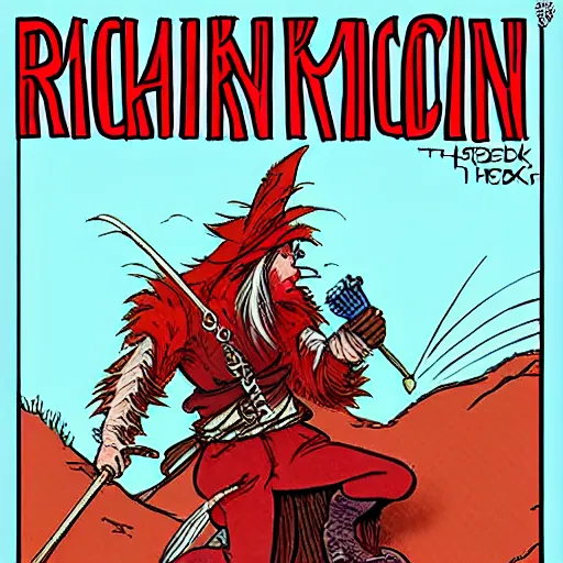 Image similar to rackham the red making a podcast, in the style of moebius
