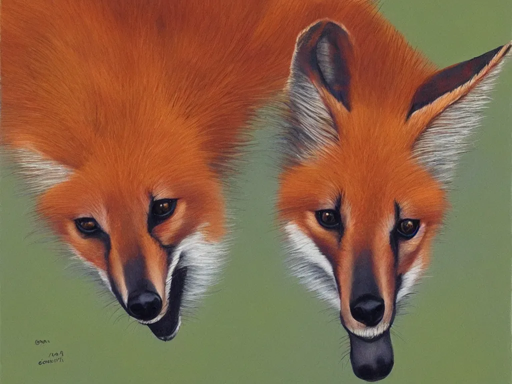 Image similar to Maned wolf. Painting by Georgia O'Keefe