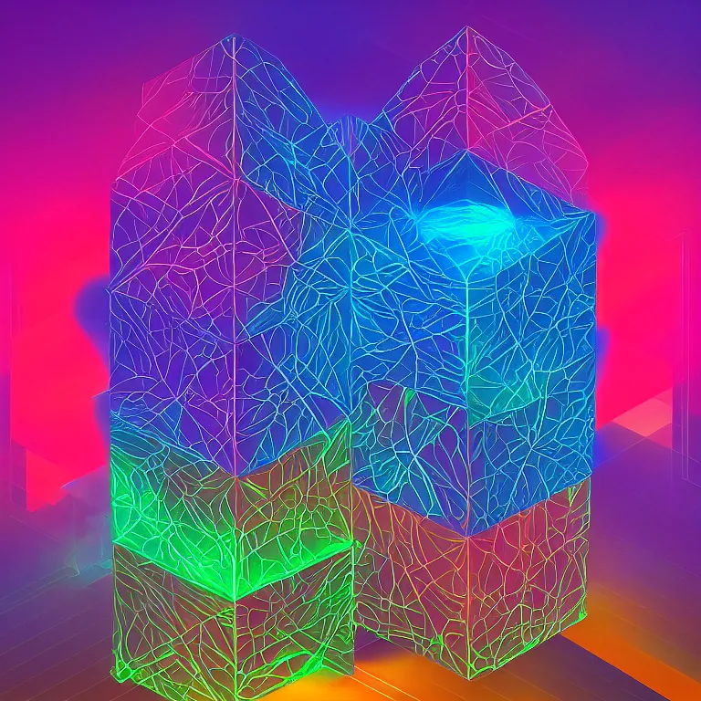 Image similar to album cover design depicting LED infinity cube, by Jonathan Zawada, beeple and jeremiah ketner, digital art