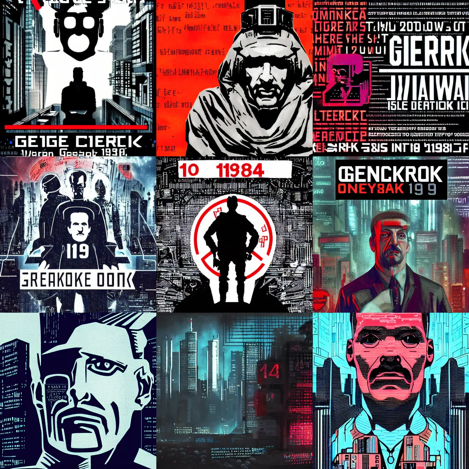 Prompt: Cyberpunk version of 1984, by George Orwell