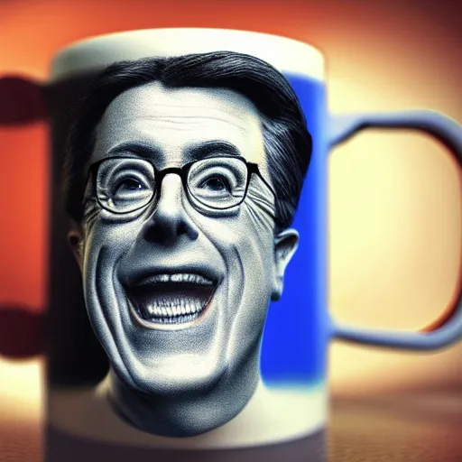 Prompt: stephen colbert face in a mug of beer, 8 k, ultra realistic details