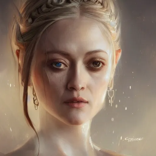 Prompt: Portrait of Olivia Taylor Dudley as a goddess Ruan Jia and Mandy Jurgens and Artgerm and william-adolphe bouguerea, white lighting, highly detailed, trending on artstation, award winning,