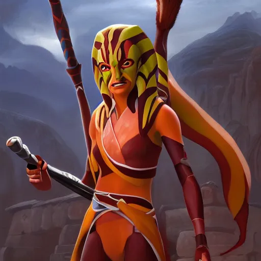 Prompt: Ahsoka Tano, elden ring boss, matte painting, detailed, elden ring, oil on canvas