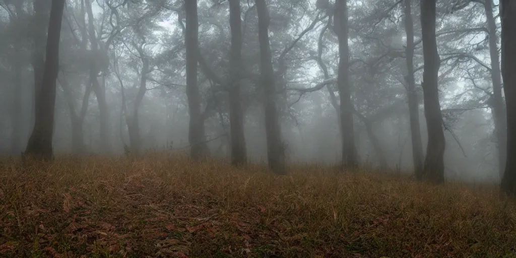 Prompt: ghosts haunting me in the foggy forest, death, clouds, red bloody moon, 8k, ultra realistic