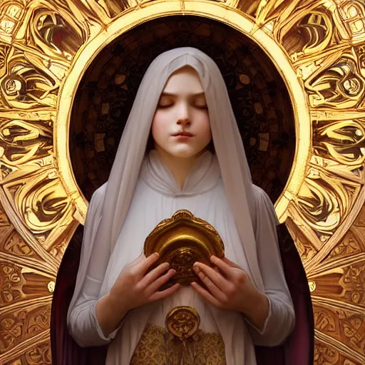 Image similar to beautiful ghost girl floating in a chapel, intricate, art by artgerm and greg rutkowski and alphonse mucha and william - adolphe bouguereau, high detailed, 4 k,