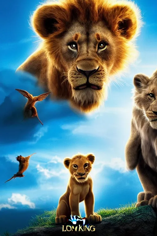 Image similar to lion king movie poster, cgi, cinema, realistic