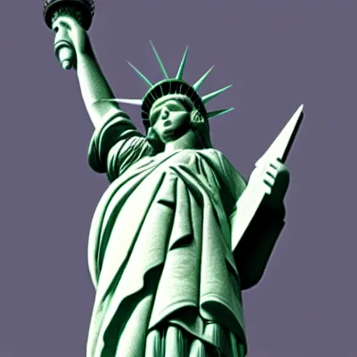 Image similar to brutalist statue of liberty