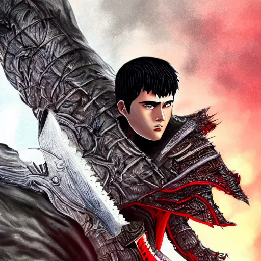 Image similar to Guts, Berserk, very detailed, artstation, digital art, masterpiece, award winning, greatsword