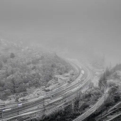 Image similar to urban canyon in fog