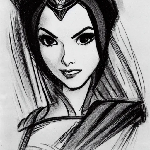 Image similar to milt kahl sketch of victoria justice as princess padme from star wars episode 3