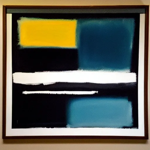 Image similar to painting, black and blue, in the style of mark rothko