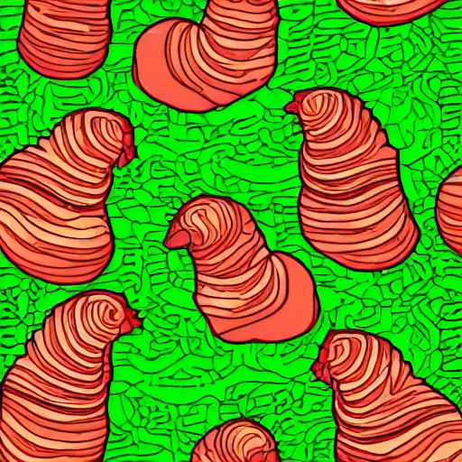 Image similar to isometric repeating pattern of snails on lettuce