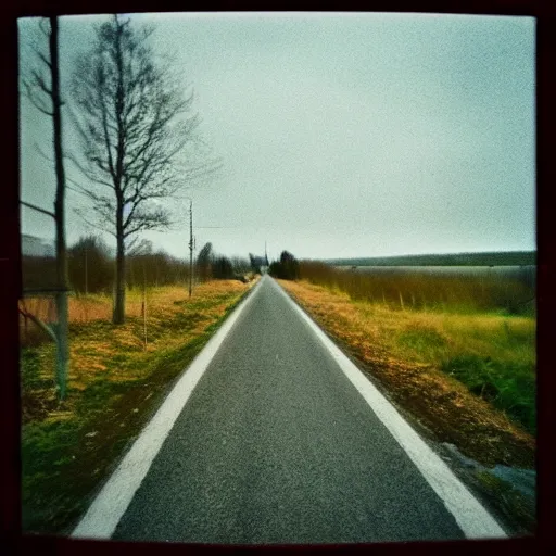 Image similar to Beautiful cameraphone, soft liminal Photograph of a Lithuanian road