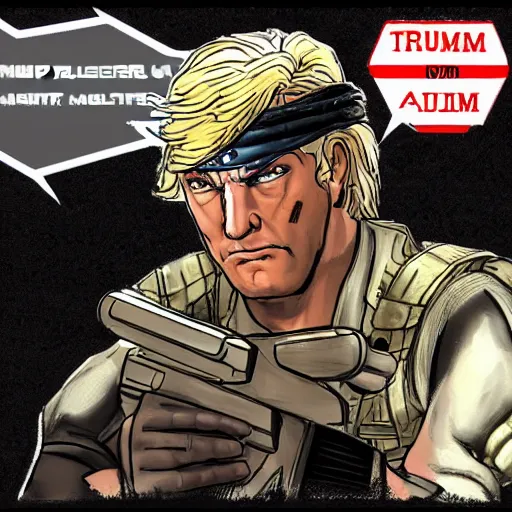 Prompt: solid snake as donald trump
