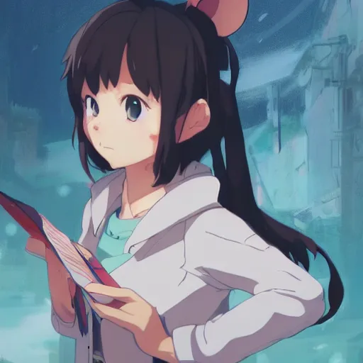 Image similar to a mouse that is a teacher, illustration concept art anime key visual trending pixiv fanbox by wlop and greg rutkowski and makoto shinkai and studio ghibli and kyoto animation symmetrical facial features