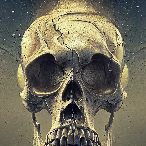 Image similar to portrait_of_a_melting_skull._intricate_abstract._intricate_artwork._by_Tooth_Wu_wlop_beeple_dan_mumford._octane_render_trending_on_artstat