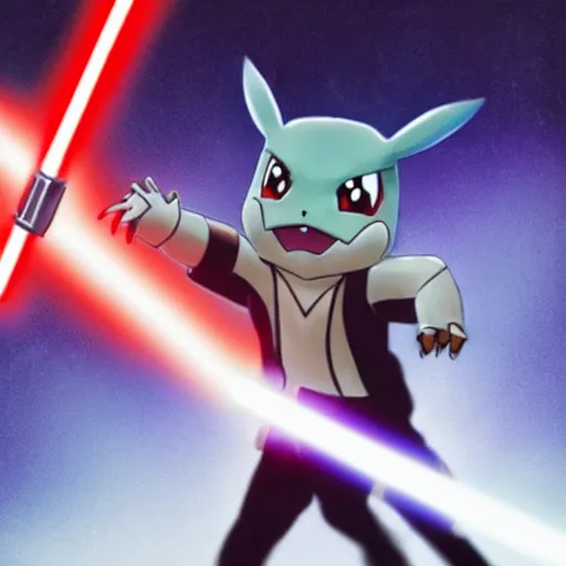 Prompt: lightsaber wielding pokemon