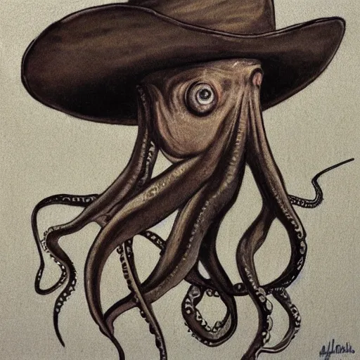 Image similar to octopus in a cowboy hat