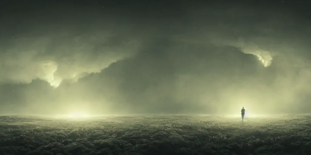 Prompt: a beautiful award-winning photo of a man dying from radiation sickness, being the last soul in the universe, serene post-nuclear background, a huge nuclear cloud, fire, cosmic horror, depression, intricate details, volumetric lighting, haze, very high quality, extremely detailed, subtle visual noise, hyperrealistic, 8K