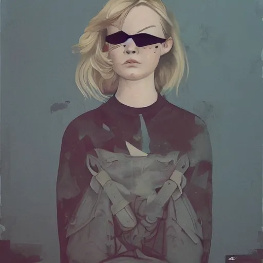 Prompt: Elle Fanning in the Danish Special Forces picture by Sachin Teng, asymmetrical, dark vibes, Realistic Painting , Organic painting, Matte Painting, geometric shapes, hard edges, graffiti, street art:2 by Sachin Teng:4