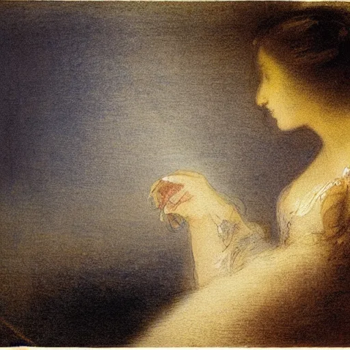 Image similar to a beautiful dark - haired girl riding a concorde and smoking a gauloise blue hour lighting, lumnious, magical, atmospheric, backlight photo sample, illustration by goya, jmw turner and jean antoine watteau