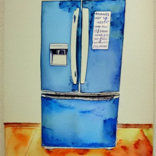 Image similar to fridge, watercolor