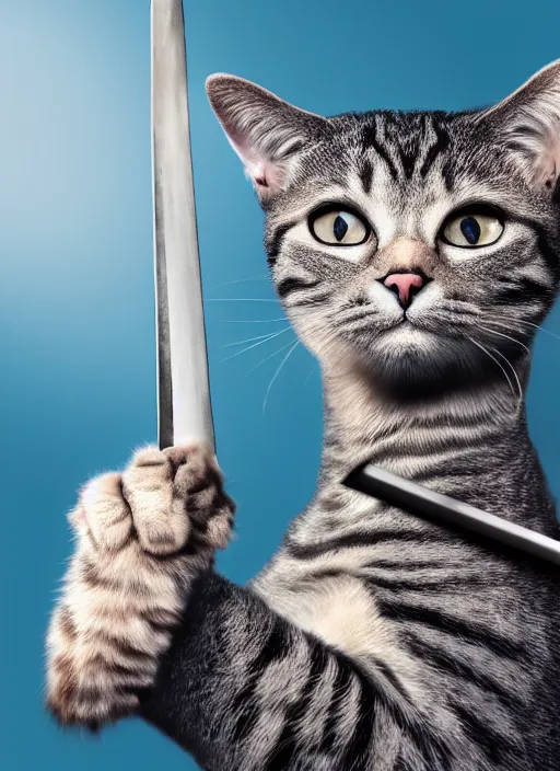 Prompt: a humanoid cat with a sword, Atmospheric beautiful, 8k, hd