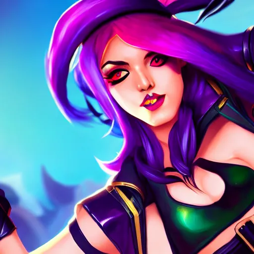 Image similar to K/DA Akali, Riot Games, League of Legends, by Marie Magny