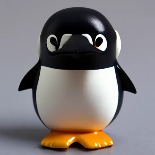 Prompt: anthro penguin in a black suit, vinyl toy figurine