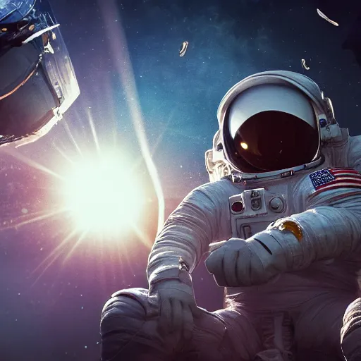 Image similar to full body pose, hyperrealistic photograph of astronaut at a frat party, dim volumetric lighting, 8 k, octane beautifully detailed render, extremely hyper detailed, intricate, epic composition, cinematic lighting, masterpiece, trending on artstation, very very detailed, stunning, hdr, smooth, sharp focus, high resolution, award, winning photo, dslr, 5 0 mm