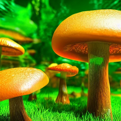 Prompt: liquid dragon in a bright glowing mushroom forest uhd ultra realistic ray traced 4 k highly detailed sharp lines