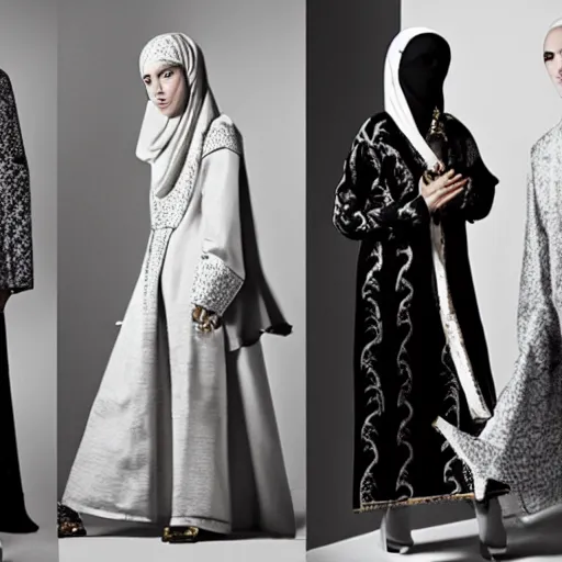 Prompt: a traditional arabic clothing in a modern way, hedi slimane, balenciaga, fashion design, photography