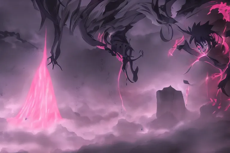 Prompt: A portal to hell, anime styled, dark, foggy