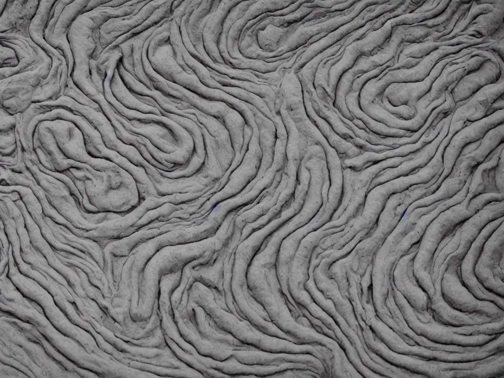 Prompt: human forming from swirls of grey clay