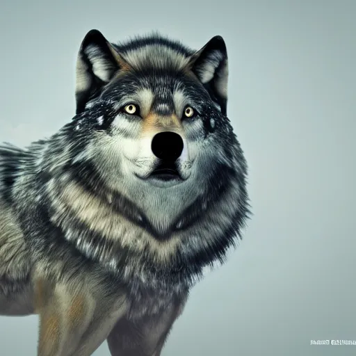 Image similar to a national geographic photo of wolf with a russian ushanka, 4 0 mm, 1 9 5 6, realism, octane render