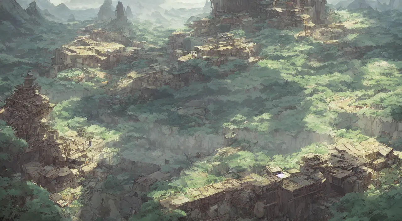 Image similar to a land divided, by studio ghibli and greg rutkowski,