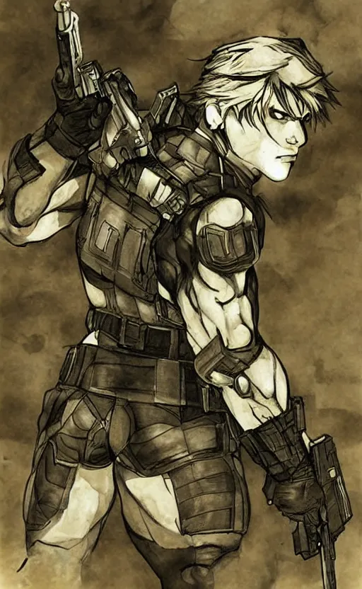 Image similar to solid snake by yoshitaka amano