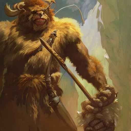 Image similar to A D&D Bugbear Ranger, portrait artwork by Craig Mullins, Simon Bisley, Gregory Manchess, Fernanda Suarez, Artem Demura, Alphonse Mucha, Donato Giancola, Jason Felix, Steve Argyle, Tyler Jacobson, Peter Mohrbacher, digital art, trending on artstation