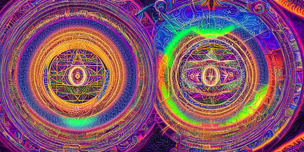 Image similar to dmt temple, sacred geometric buildings, time elves, psychedelic architecture, soul frequency, 8 k resolution, ultra fine illustration, art by alex grey and tokio aoyama, highly detailed,