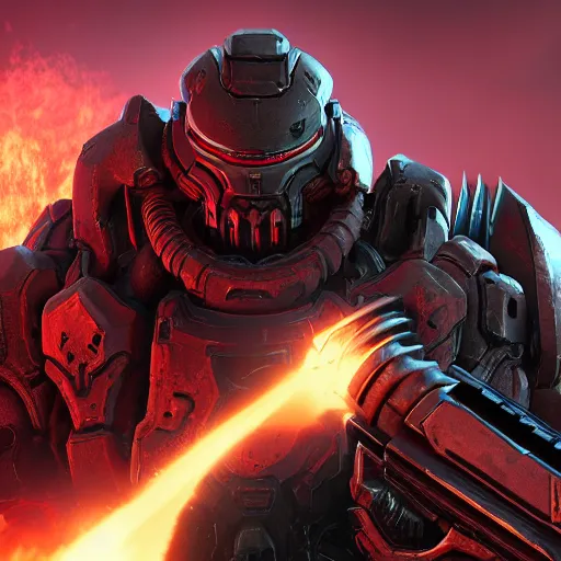 Image similar to doom slayer from doom eternal, photography