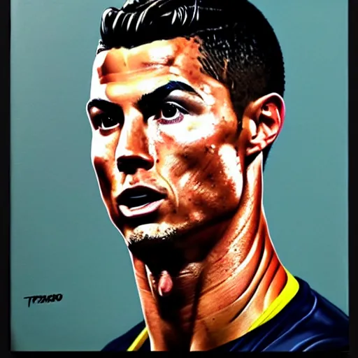 Image similar to ultra realistic portrait painting of Cristiano Ronaldo , painted by Tristan Eaton Stanley Artgerm and Tom Bagshaw